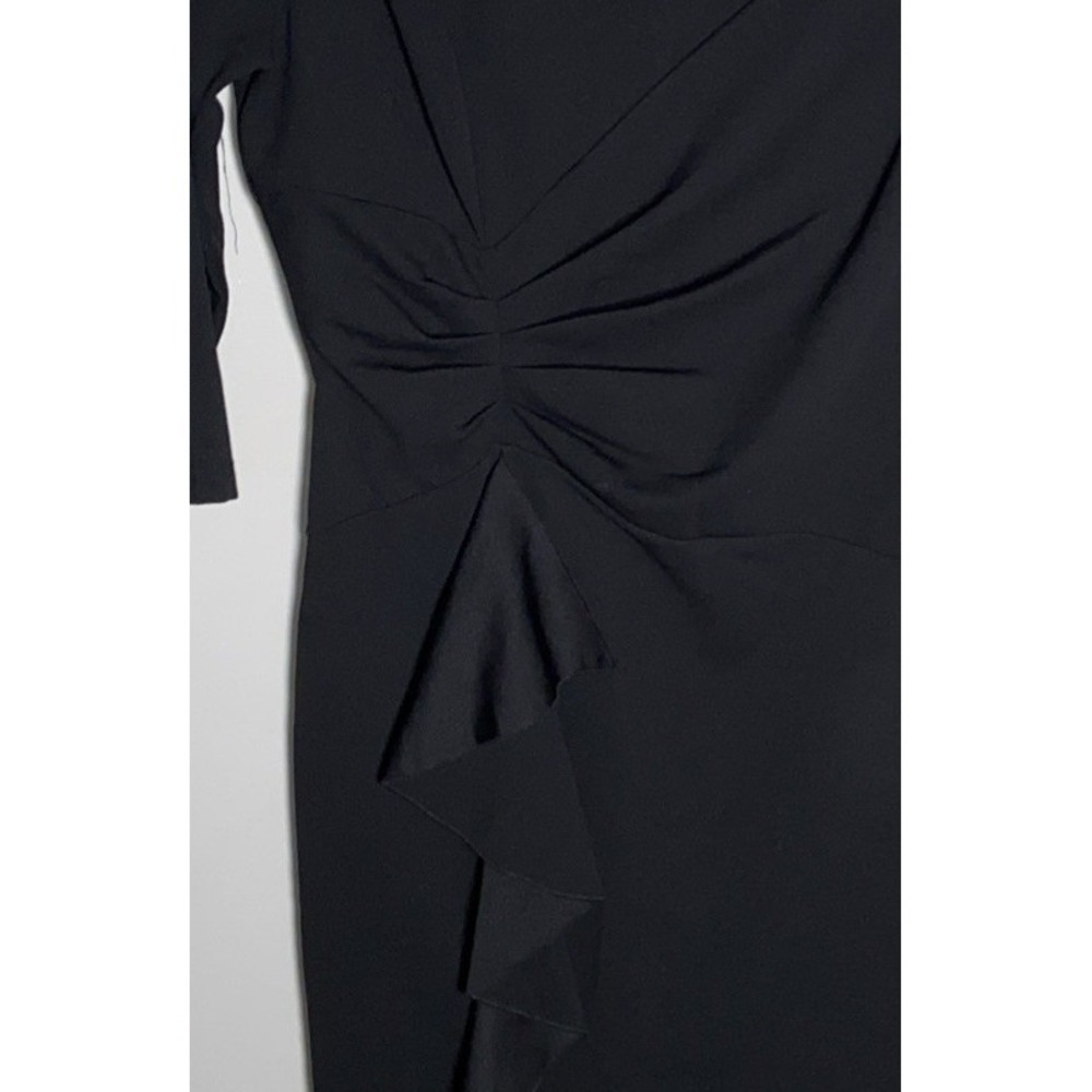 AISIZE Womens XL Sheath Dress Black Ruched 3/4 Sleeve Knee Length Bodycon Work - Picture 7 of 9